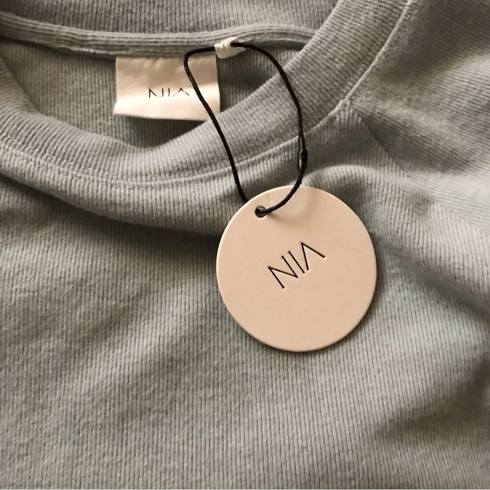 NIA Dusty Blue Cropped Raglan Top - Picture 4 of 5